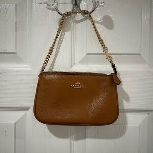 Coach Brown Leather Nolita 19 Gold Chain